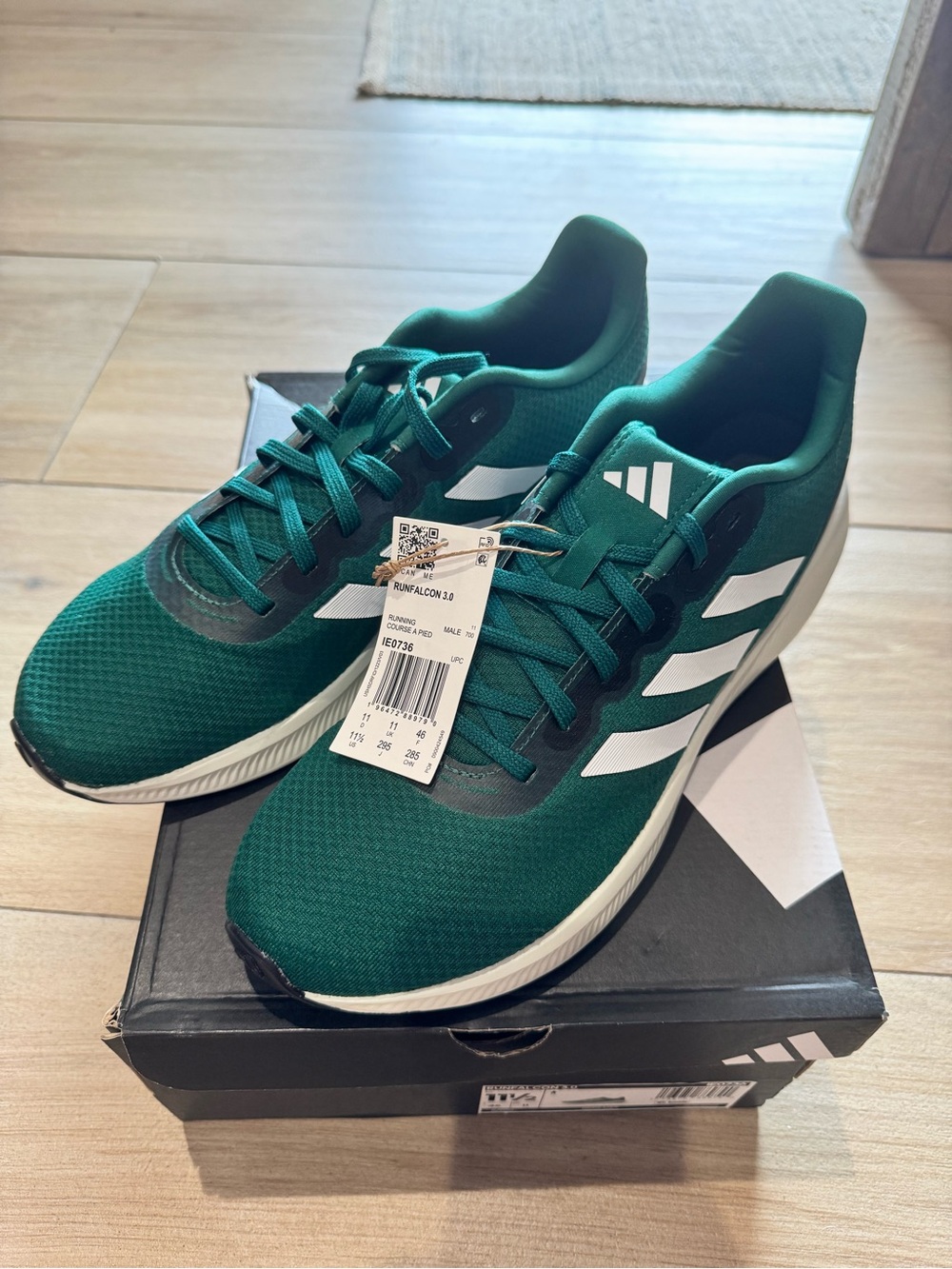 adidas Men's Dark Green Athletic Running Shoes with White Stripes